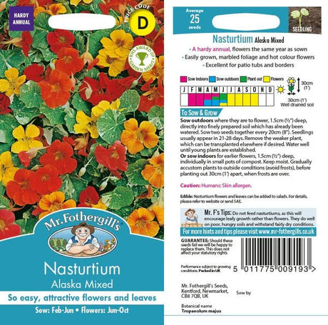 Mr Fothergills Nasturtium Alaska Mixed Seeds - Old Railway Line Garden Centre