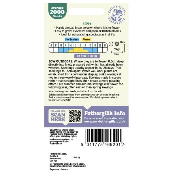 Mr Fothergills Nature's Helpers Wild Poppy Seeds