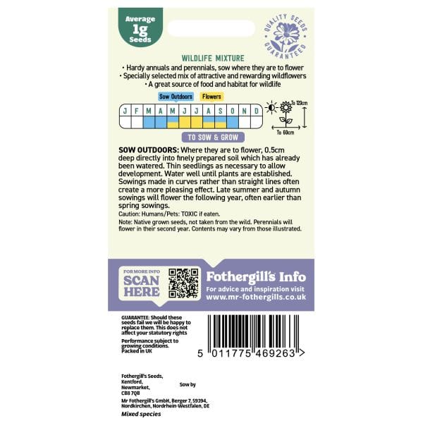 Mr Fothergills Nature's Helpers Wildflower Wildlife Seeds Mixture