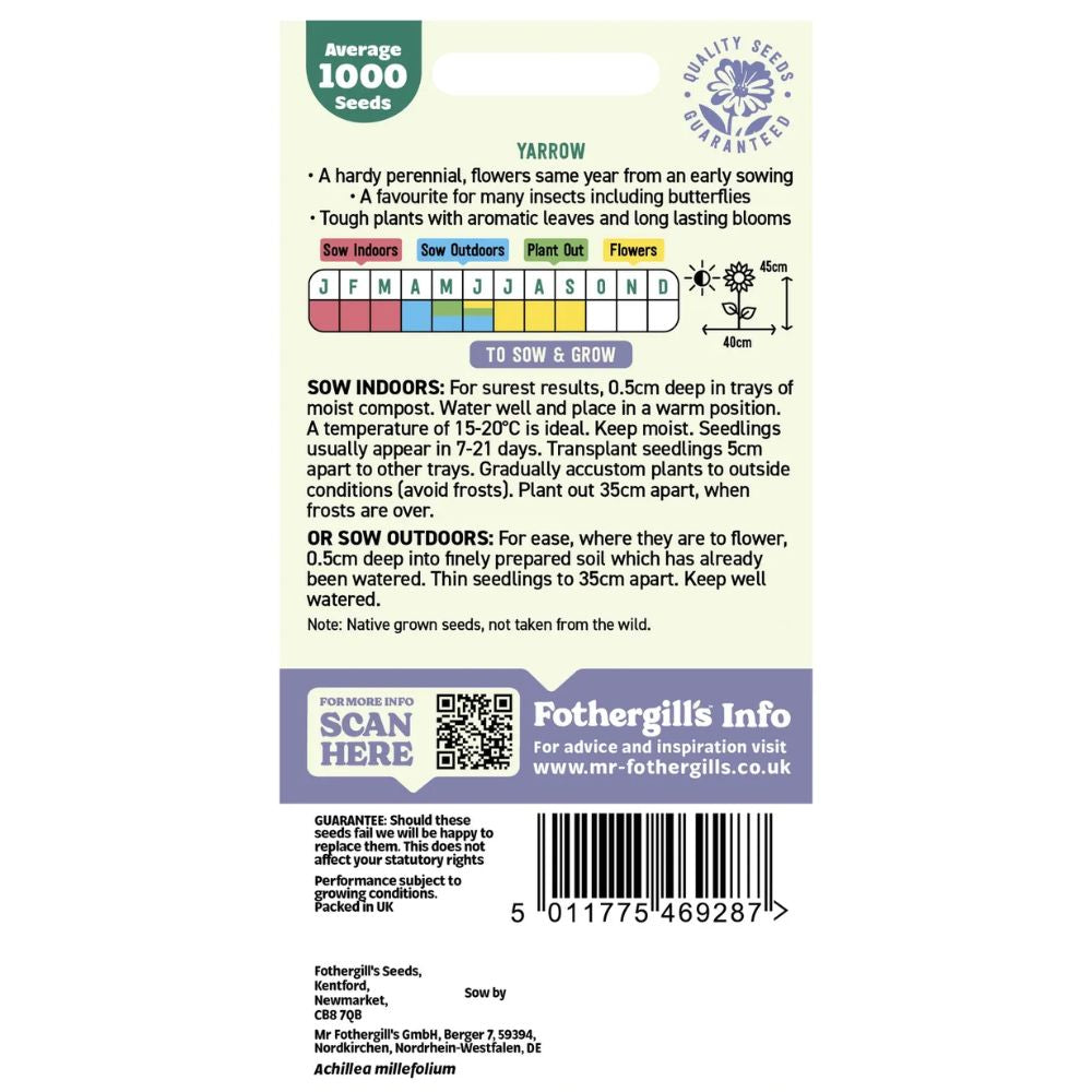 Mr Fothergill's Nature's Helpers Yarrow Seeds