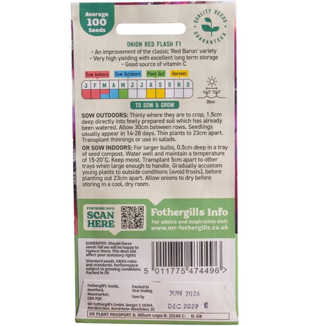 Mr Fothergill's Onion Red Flash F1 Seeds - Old Railway Line Garden Centre