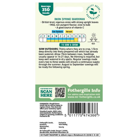 Mr Fothergill's Onion (Spring) Guardsman Seeds - Old Railway Line Garden Centre