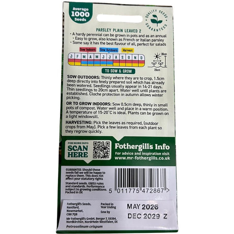 Mr Fothergill's Parsley Plain Leaved 2 Seeds