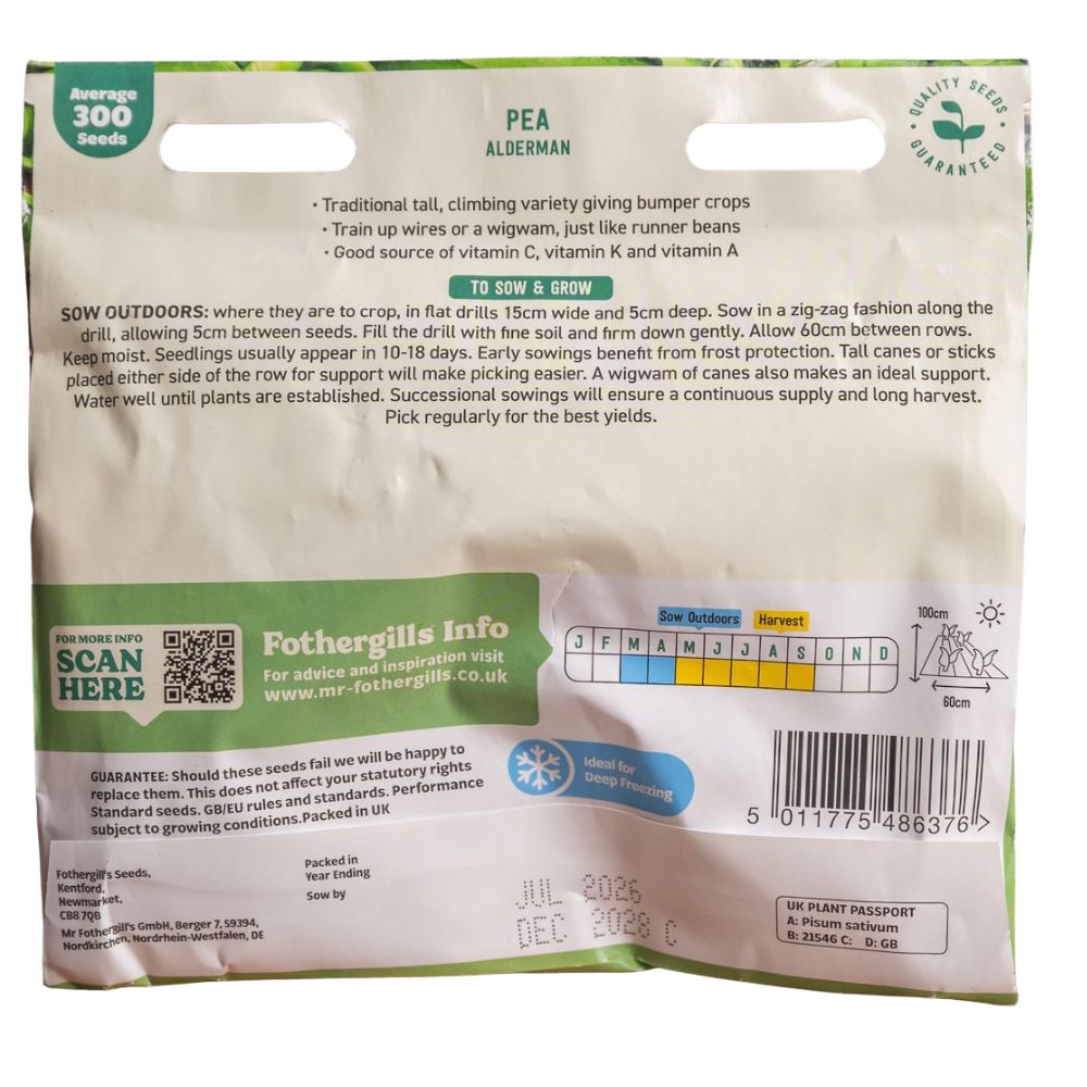 Mr Fothergill's Pea Alderman Seeds