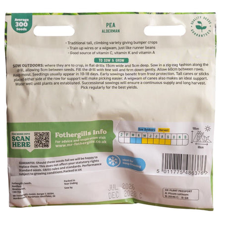 Mr Fothergill's Pea Alderman Seeds