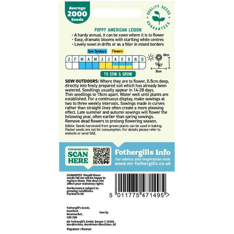 Mr Fothergills Poppy American Legion Seeds - Old Railway Line Garden Centre