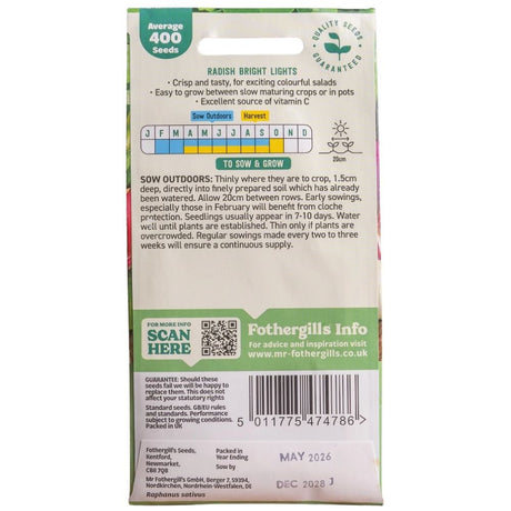 Mr Fothergill's Radish Bright Lights Seeds - Old Railway Line Garden Centre