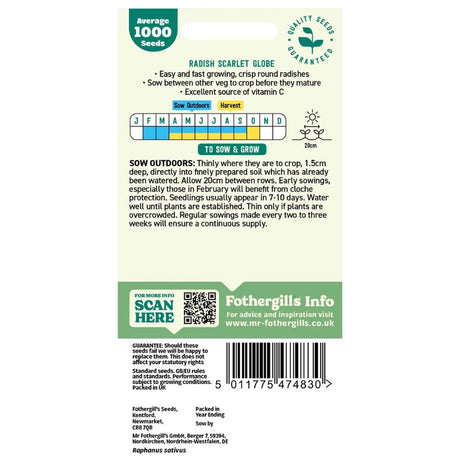 Mr Fothergill's Radish Scarlet Globe Seeds