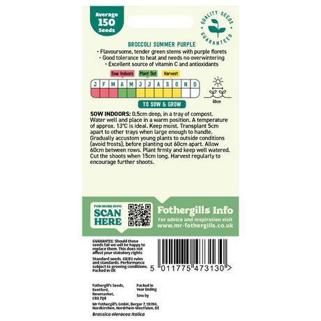 Mr Fothergill's Broccoli (Sprouting) Summer Purple Seeds