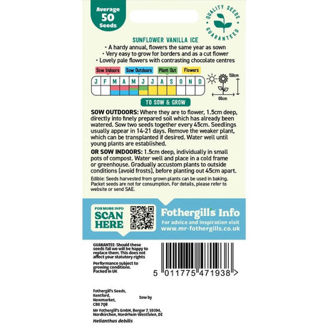 Mr Fothergills Sunflower Vanilla Ice Seeds - Old Railway Line Garden Centre