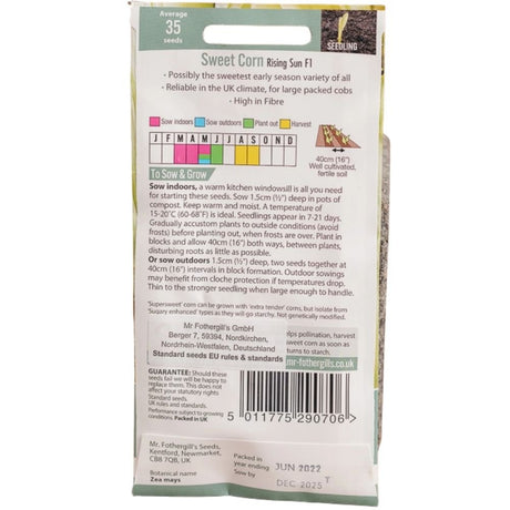 Mr Fothergill's Sweet Corn Rising Sun F1 Seeds - Old Railway Line Garden Centre