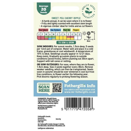 Mr Fothergill's Sweet Pea Cherry Ripple Seeds - Old Railway Line Garden Centre