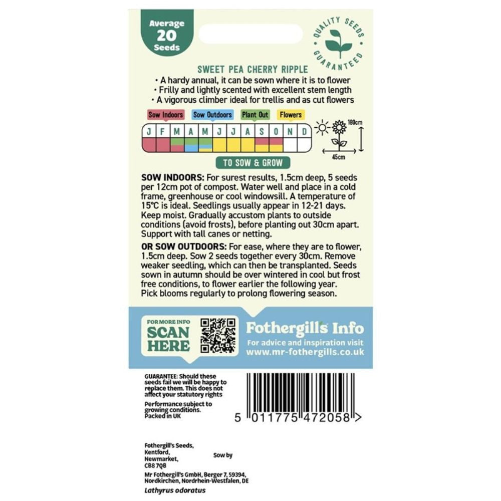Mr Fothergill's Sweet Pea Cherry Ripple Seeds