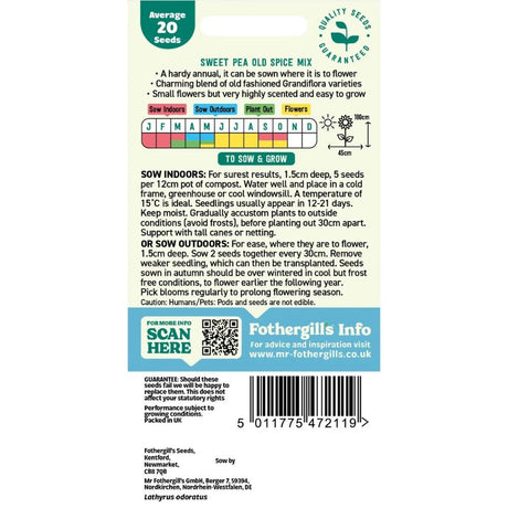Mr Fothergills Sweet Pea Old Spice Mixed (Grandiflora) Seeds - Old Railway Line Garden Centre