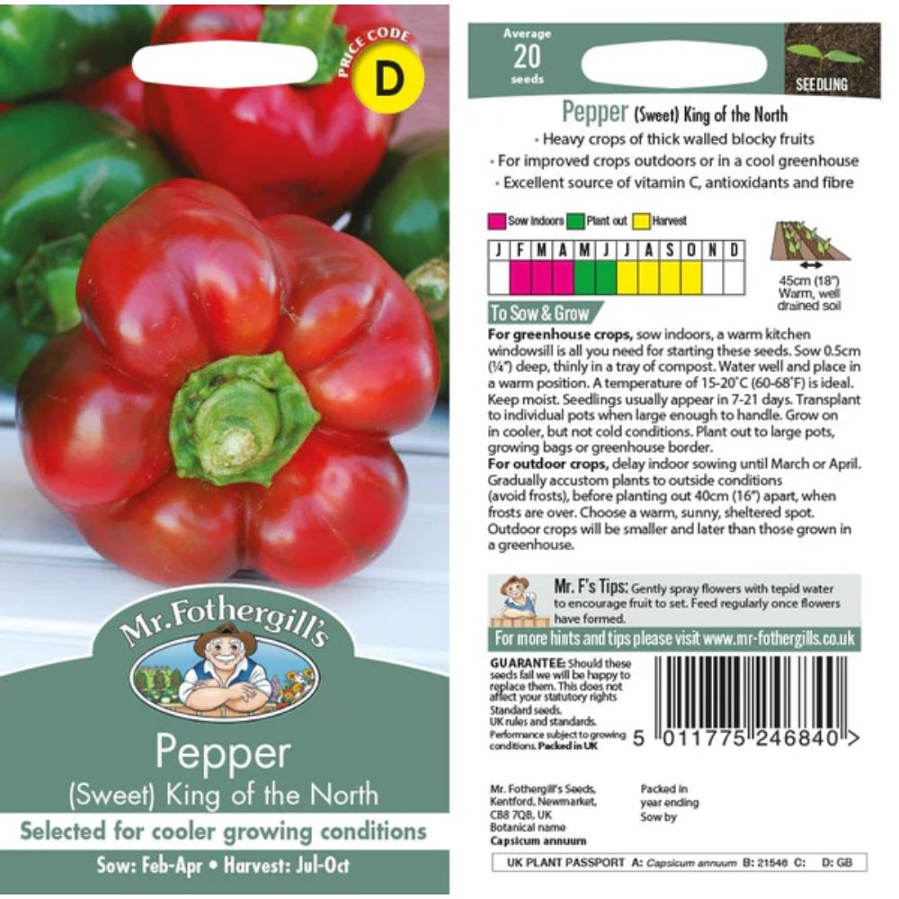 Mr Fothergill's Pepper (Sweet) King of the North Seeds