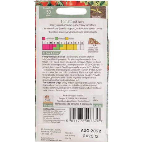 Mr Fothergill's Tomato (Cherry) Red Cherry Seeds - Old Railway Line Garden Centre