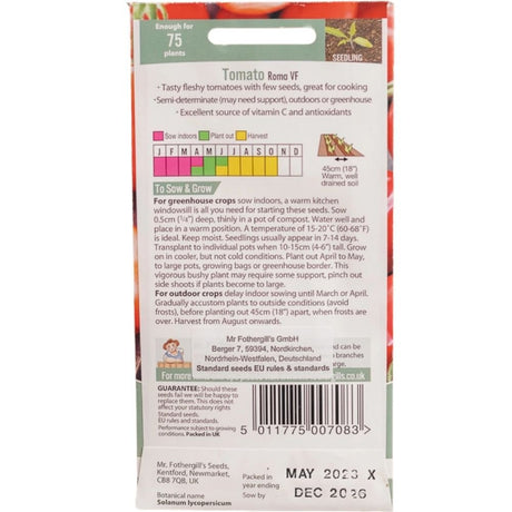 Mr Fothergill's Tomato (Plum) Roma VF Seeds - Old Railway Line Garden Centre