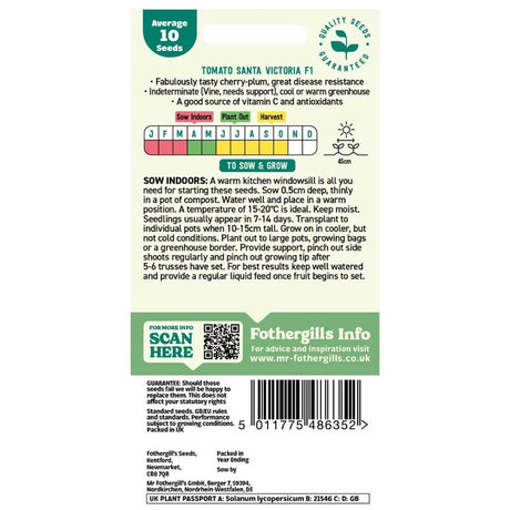 Mr Fothergill's Tomato Santa Victoria F1 Seeds - Old Railway Line Garden Centre