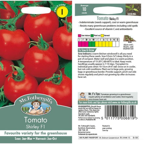 Mr Fothergill's Tomato (Standard) Shirley F1 Seeds - Old Railway Line Garden Centre