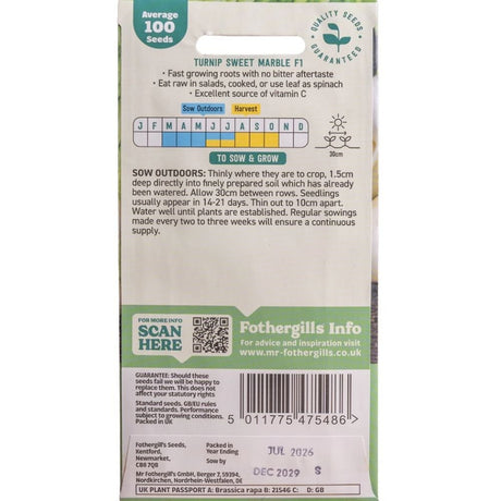 Mr Fothergill's Turnip Sweet Marble F1 Seeds - Old Railway Line Garden Centre