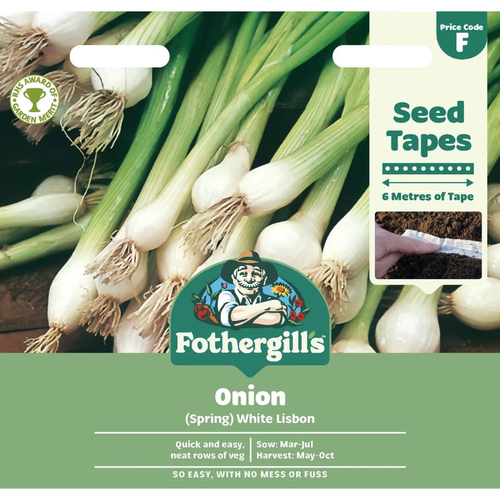 Mr Fothergill's Onion (Spring) White Lisbon Seed Tape Seeds