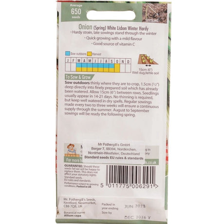 Mr Fothergill's Onion (Spring) White Lisbon Winter Hardy Seeds