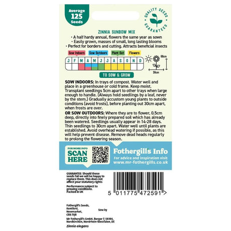 Mr Fothergill's Zinnia Sunbow Mixed Seeds - Old Railway Line Garden Centre