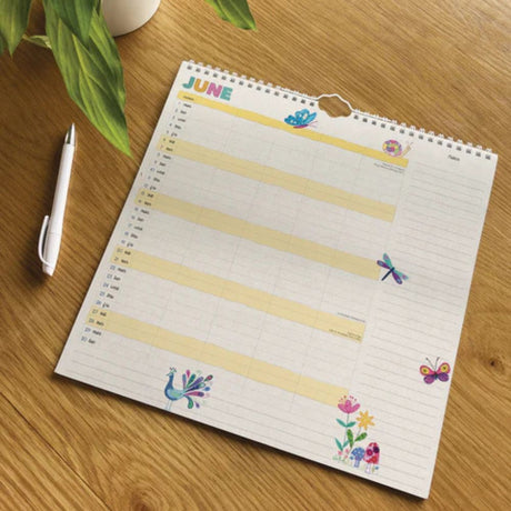 Otter House Mums Fabric Household Planner Wall Calendar 2026