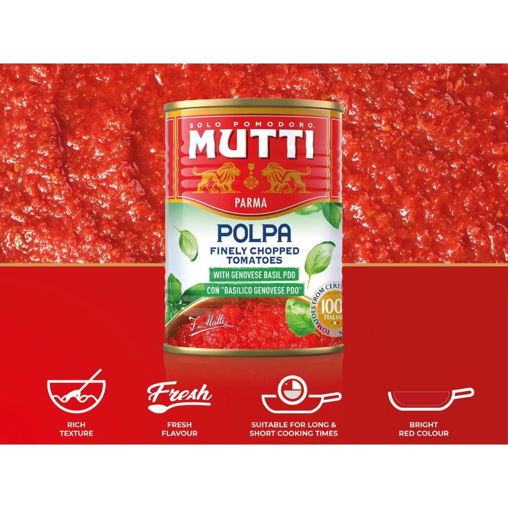 Mutti 400g Finely Chopped Tomatoes with Basil - Old Railway Line Garden Centre