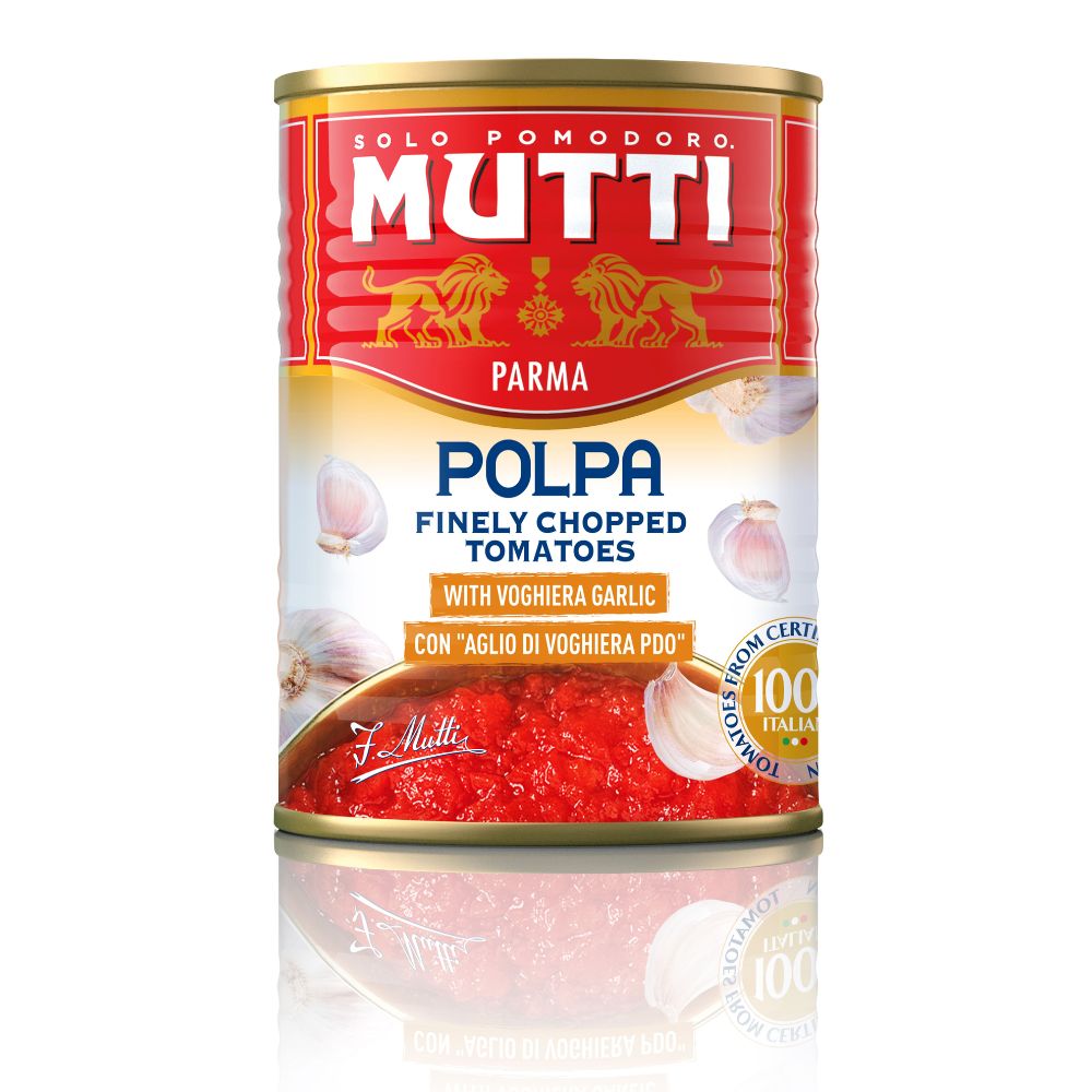 Mutti 400g Polpa Finely Chopped Tomatoes with Garlic