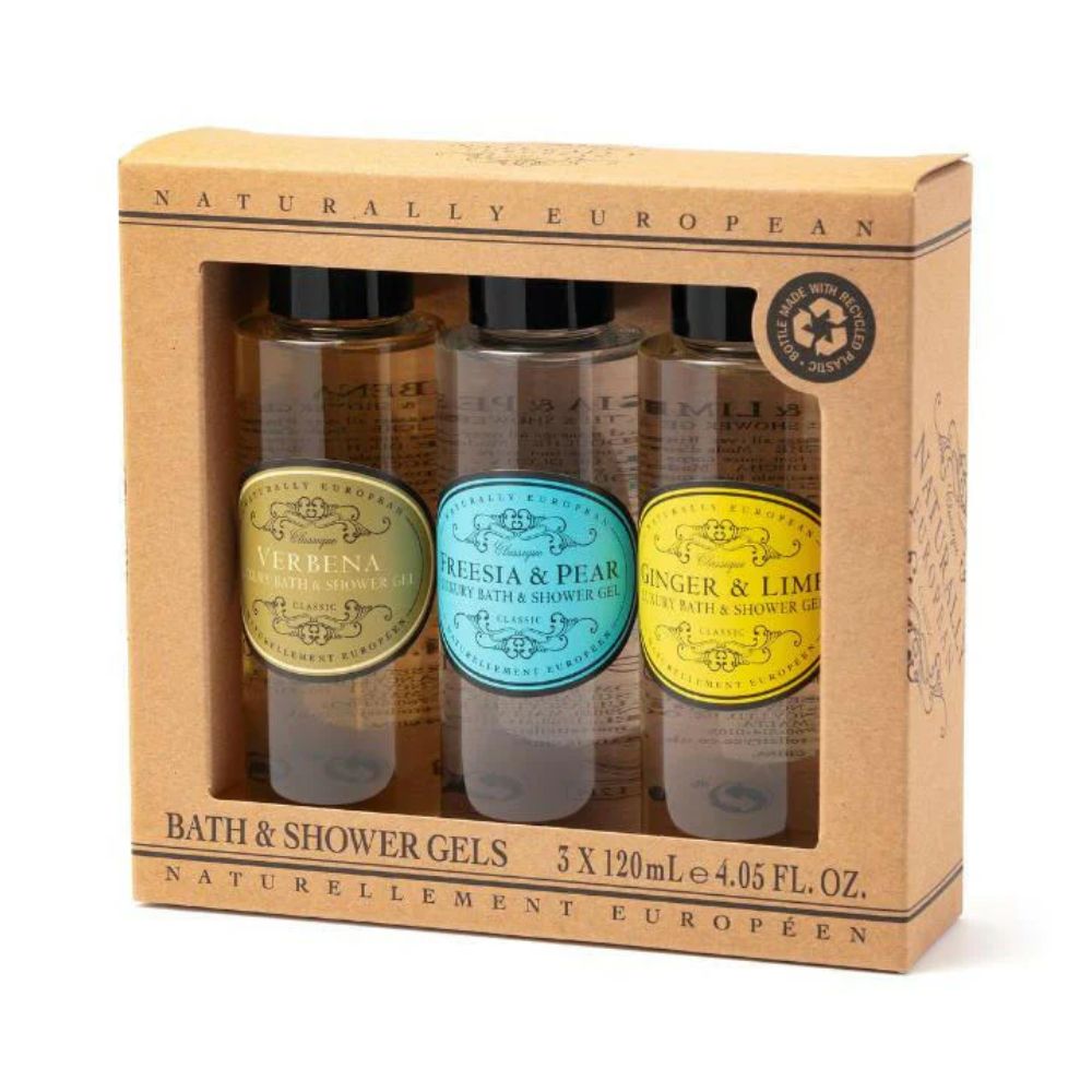 Naturally European 120ml Mini Shower Gel Collection - Set of 3 - Old Railway Line Garden Centre