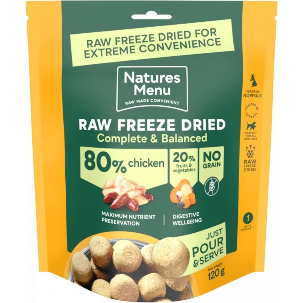 Natures Menu 120g Freeze Dried Complete & Balanced 80/20 Chicken Dog Treats
