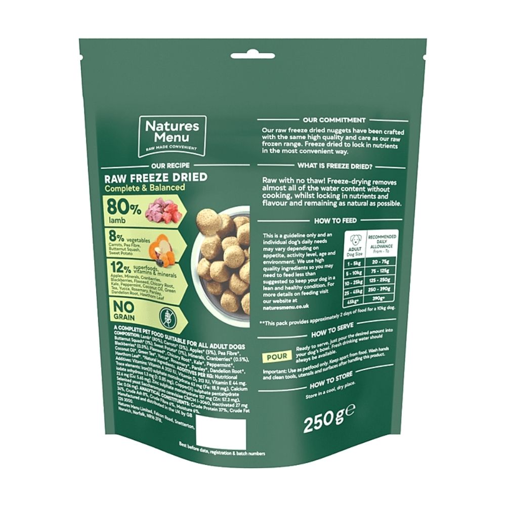 Natures Menu 120g Freeze Dried Complete & Balanced 80/20 Lamb Dog Treats