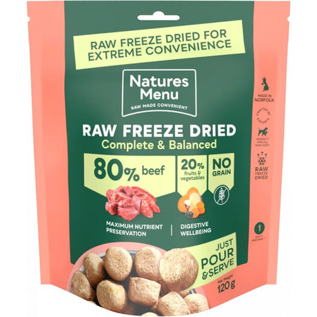 Natures Menu 120g Freeze Dried Complete & Balanced 80/20 Beef Dog Treats - Old Railway Line Garden Centre