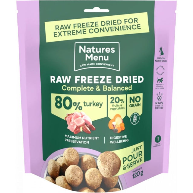 Natures Menu 120g Freeze Dried Complete & Balanced 80/20 Turkey Dog Treats - Old Railway Line Garden Centre