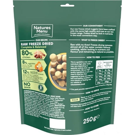 Natures Menu 250g Freeze Dried Complete & Balanced 80/20 Chicken Dog Treats