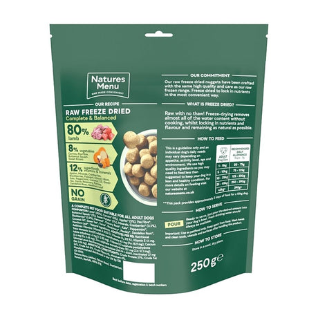 Natures Menu 250g Freeze Dried Complete & Balanced 80/20 Lamb Dog Treats