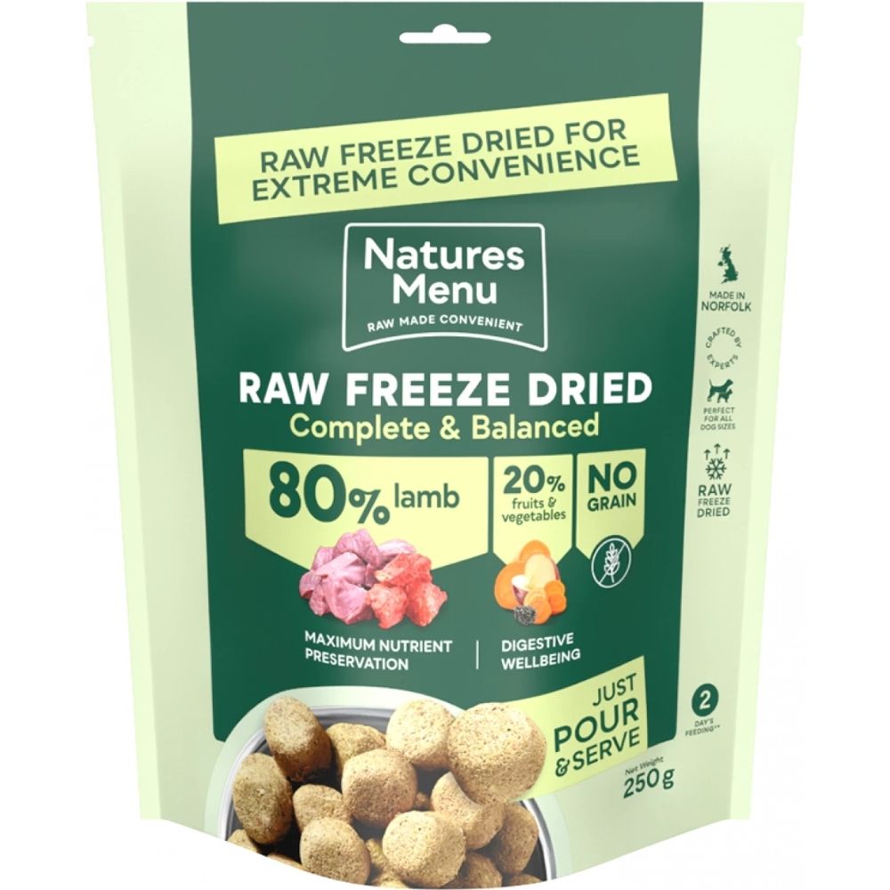 Natures Menu 250g Freeze Dried Complete & Balanced 80/20 Lamb Dog Treats