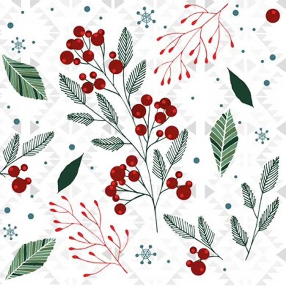 N.J Products 33cm Festive Florals Napkins (Pack of 20)