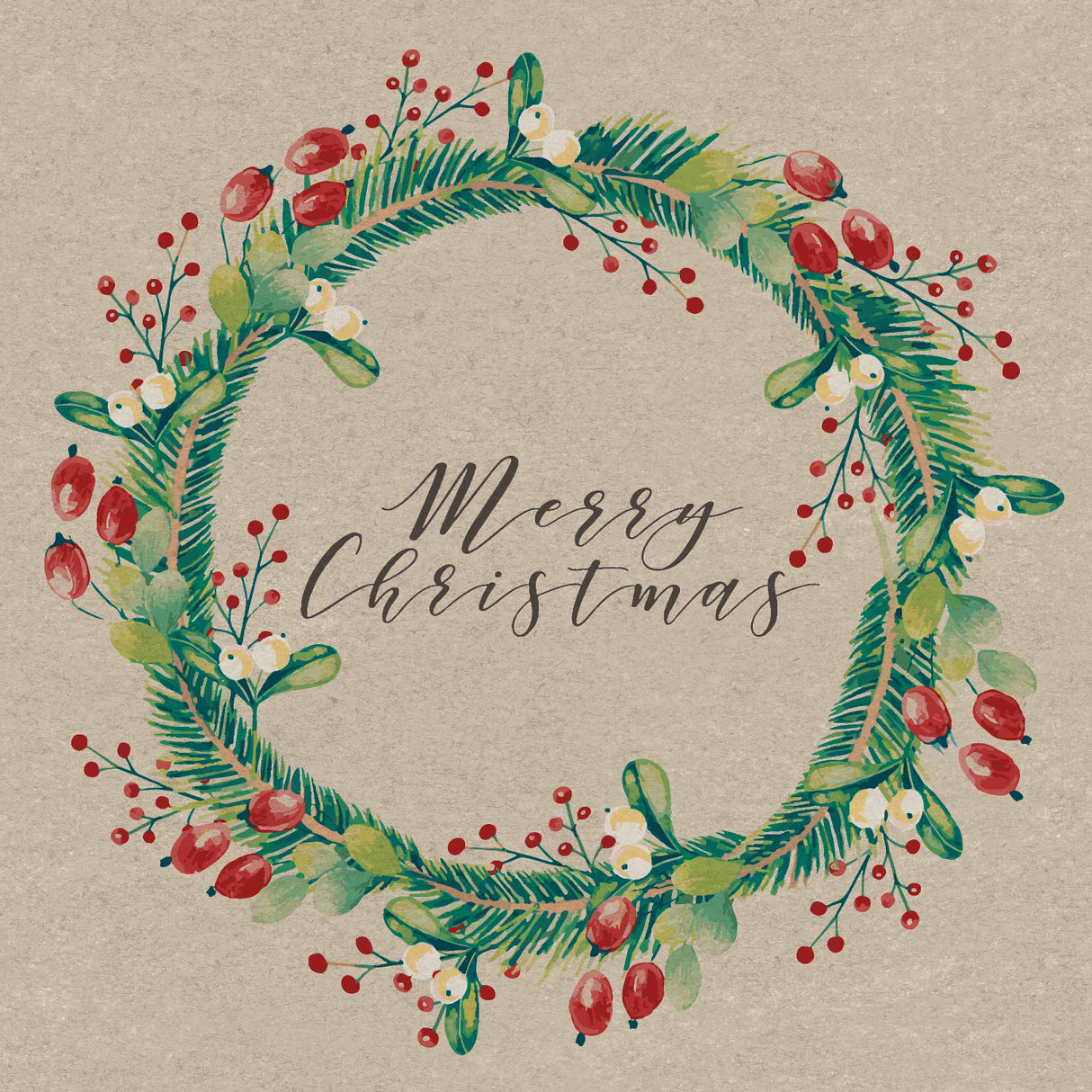 N J Products 33cm Holiday Wreath Christmas Napkins - Pack of 20