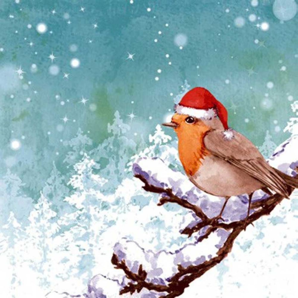 N.J Products 33cm Robin Snow Napkins (Pack of 20)