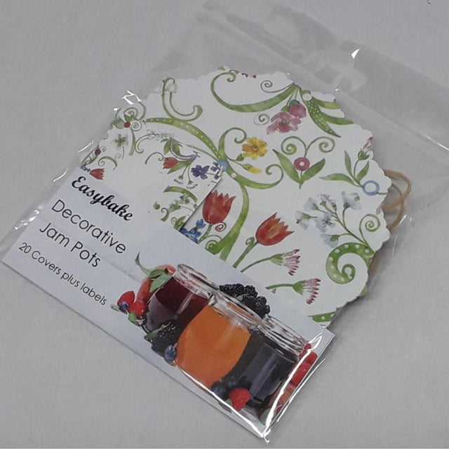 N.J Products Floral Jampot Covers With Labels - Old Railway Line Garden Centre