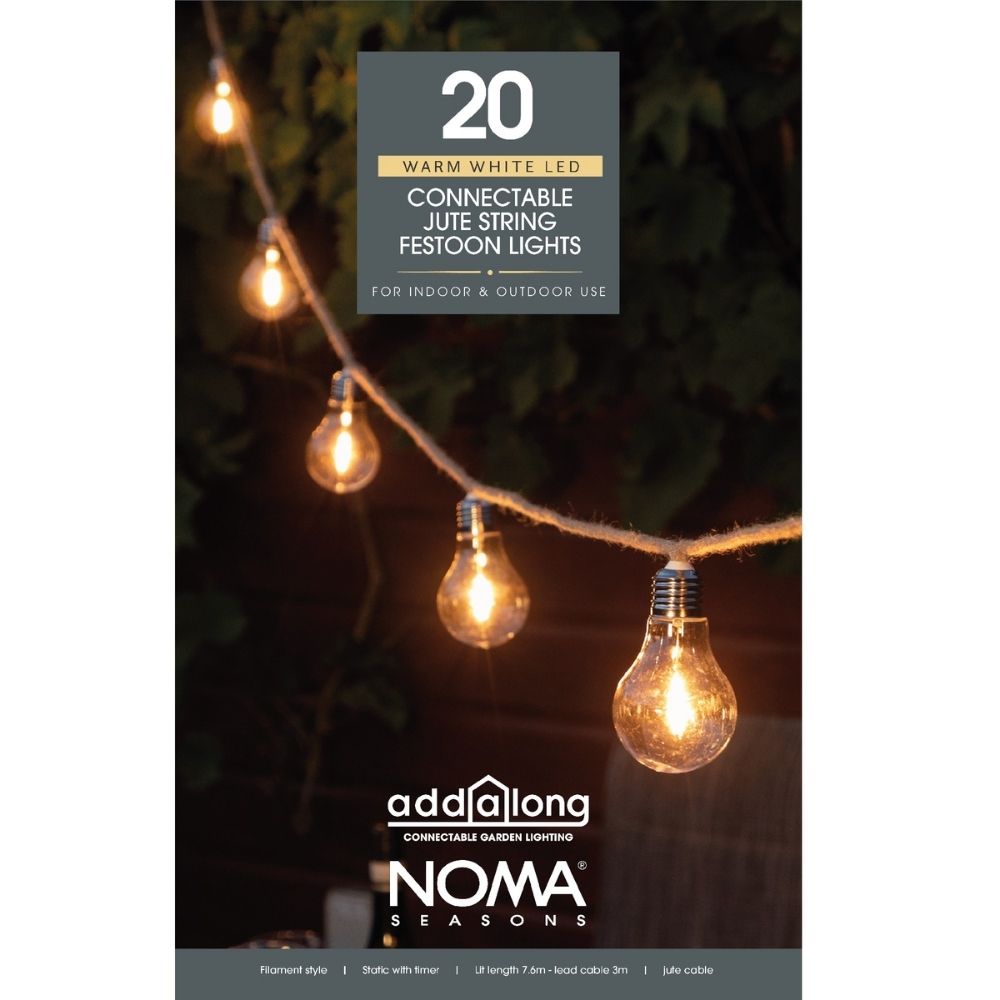 Noma 20 Connectable Jute Rope Festoon Lights