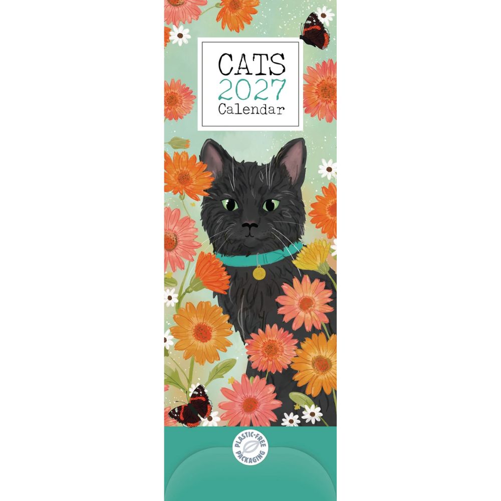 Otter House Cats Illustrated Slim Calendar 2027