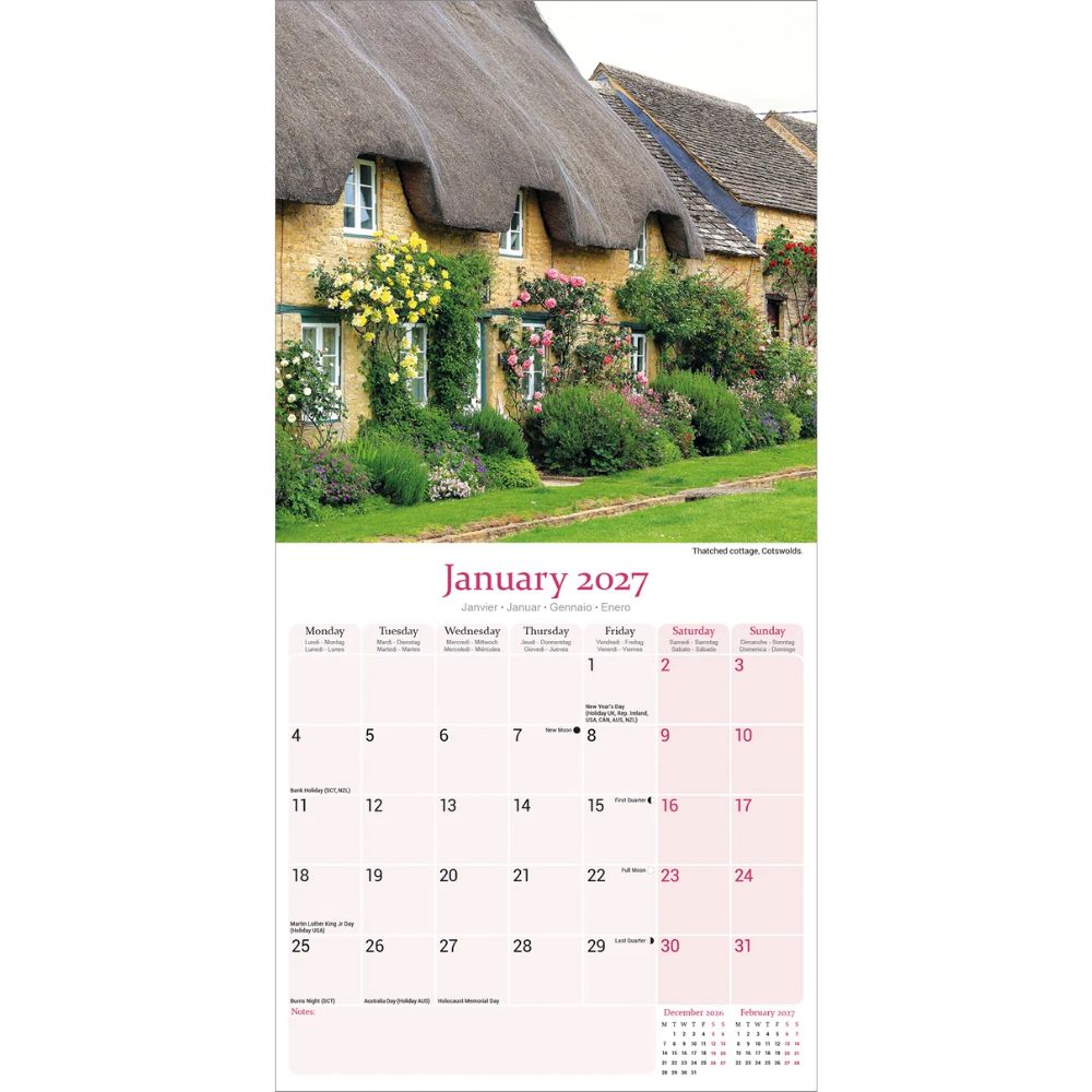 Otter House English Cottage Gardens Wall Calendar 2027