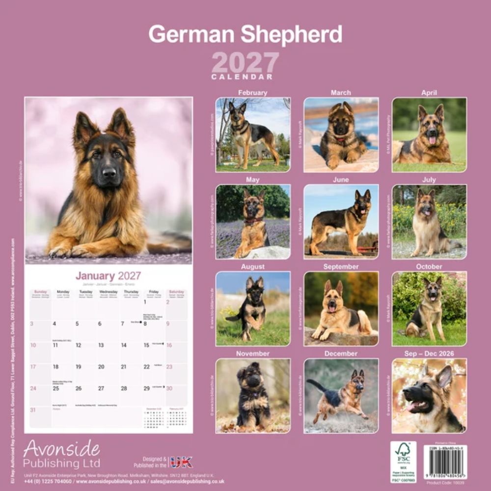 Otter House German Shepherds Wall Calendar 2027