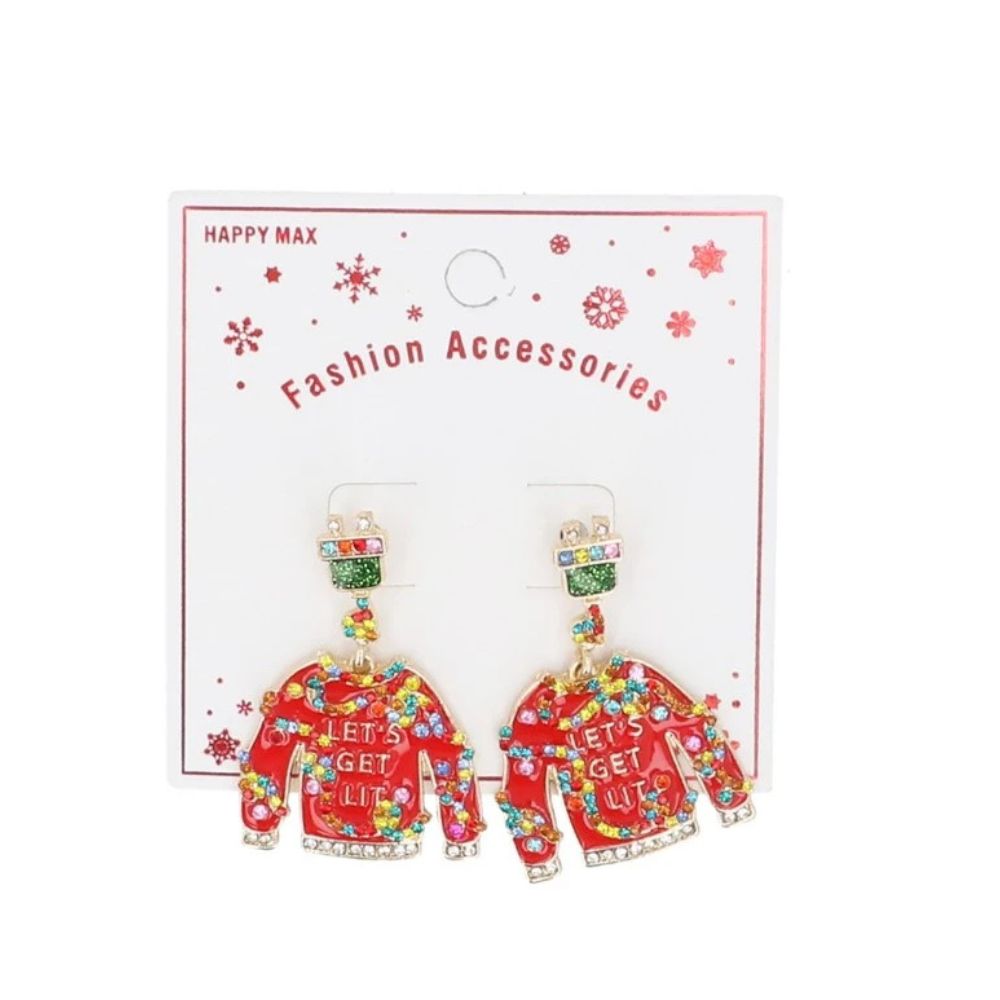 Gisela Graham Metal/Enamel Christmas Jumper Earrings
