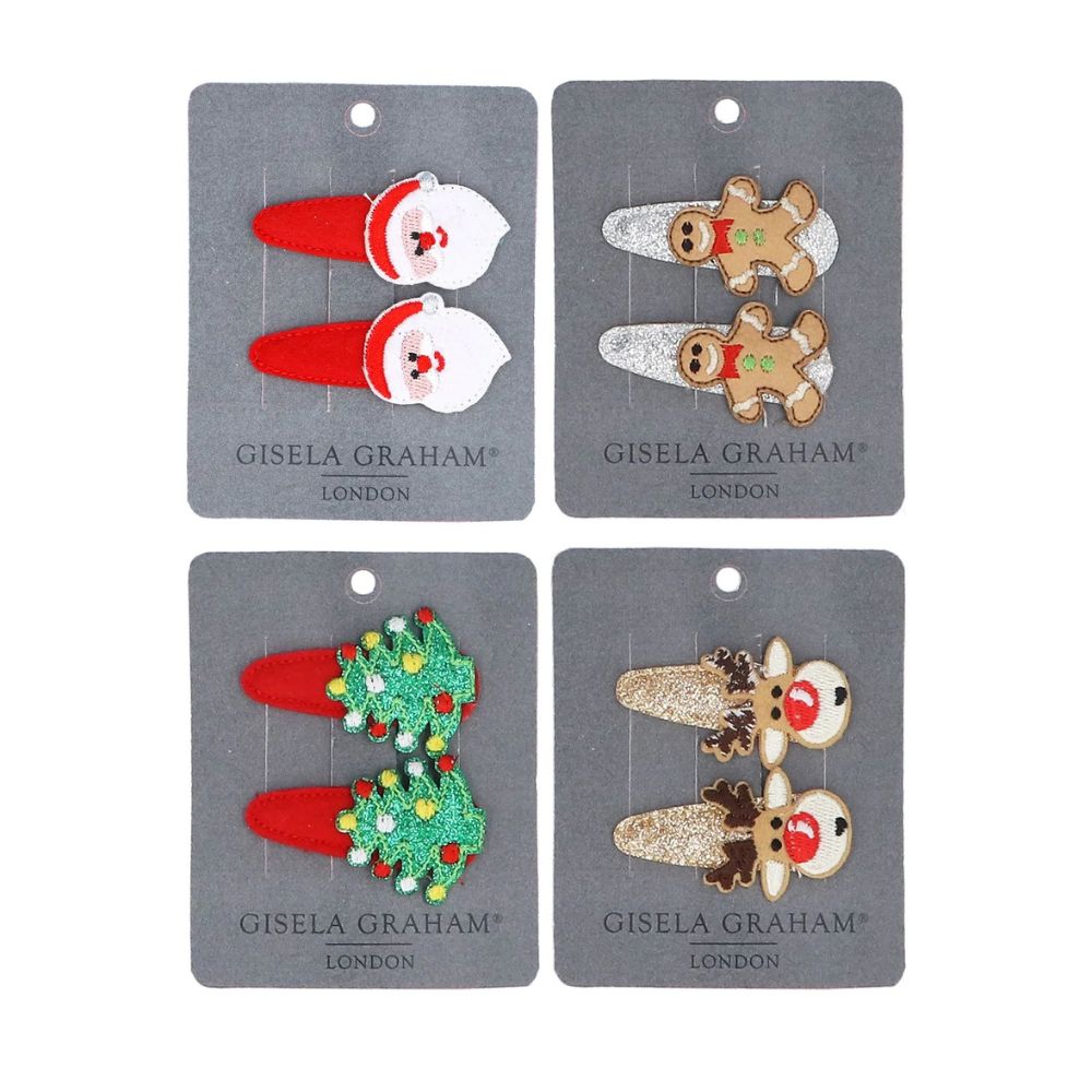 Gisela Graham Christmas Hair Clips - Sets of 2 (Choice of 4)