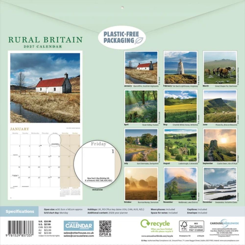 Otter House Rural Britain Wall Calendar 2027