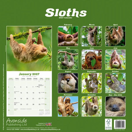 Otter House Sloths Wall Calendar 2027